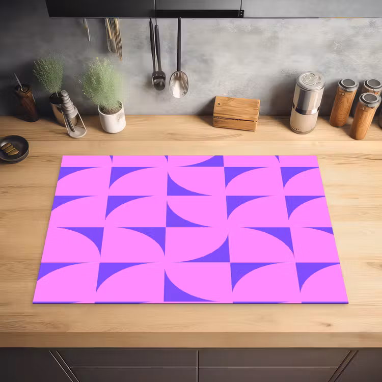 Kwadranten - Paars - Roze - Vierkanten Inductie beschermer vinyl 3mm klein 276 -sfeer5