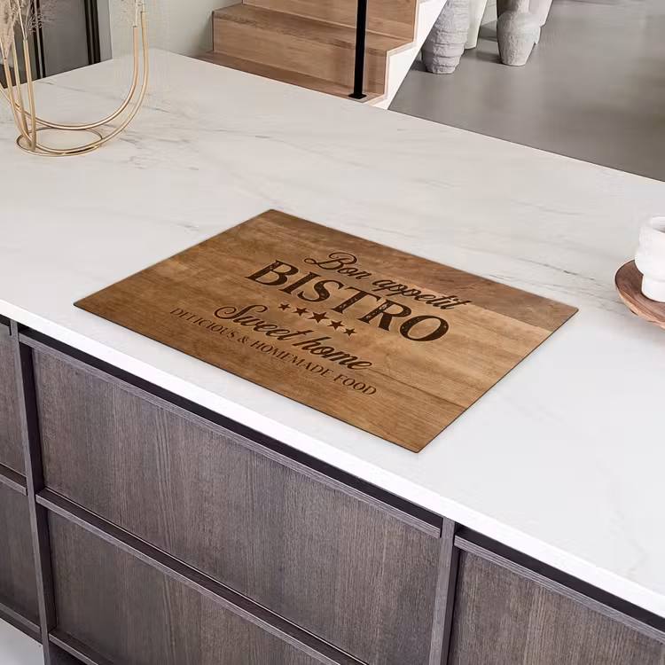 Quote - Bistro - Bon appetit - Sweet home - Houtstructuur Inductie beschermer vinyl 3mm klein -sfeer8
