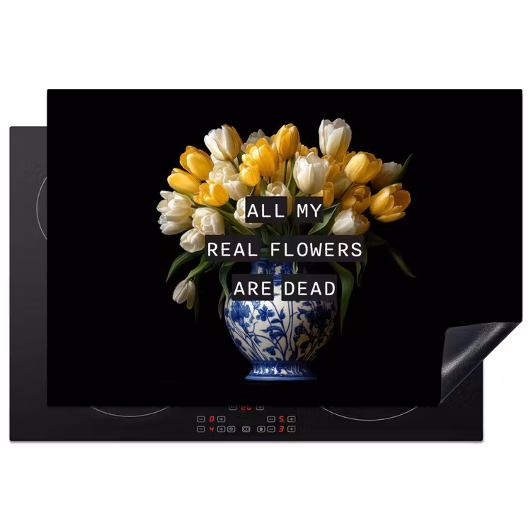 Quotes - Bloem - Tulp - Geel Inductie beschermer vinyl 3mm klein -3d