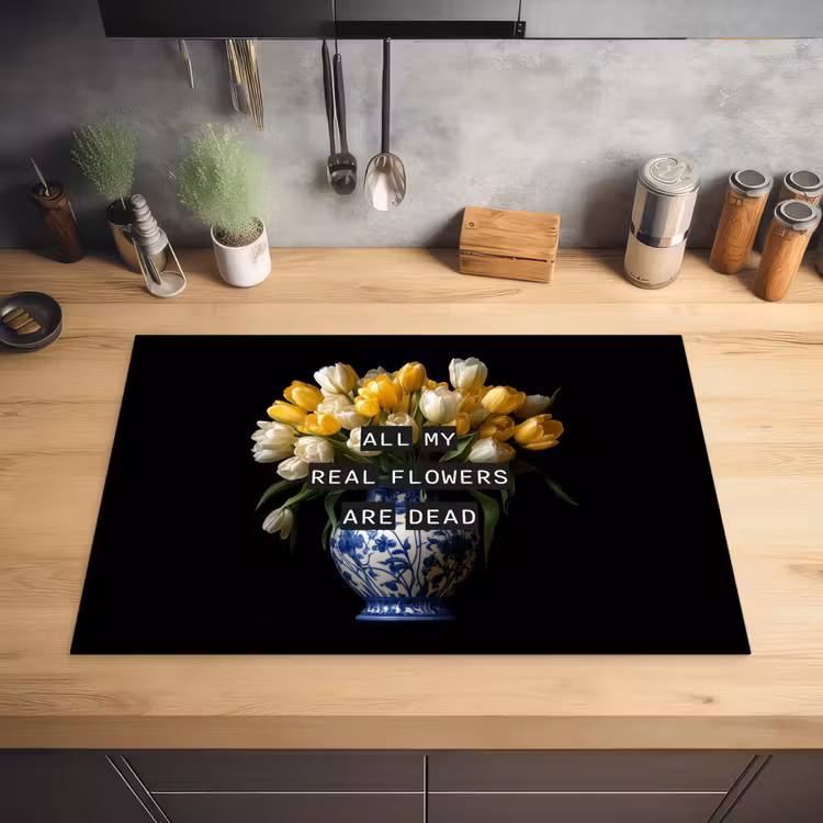 Quotes - Bloem - Tulp - Geel Inductie beschermer vinyl 3mm klein -sfeer5