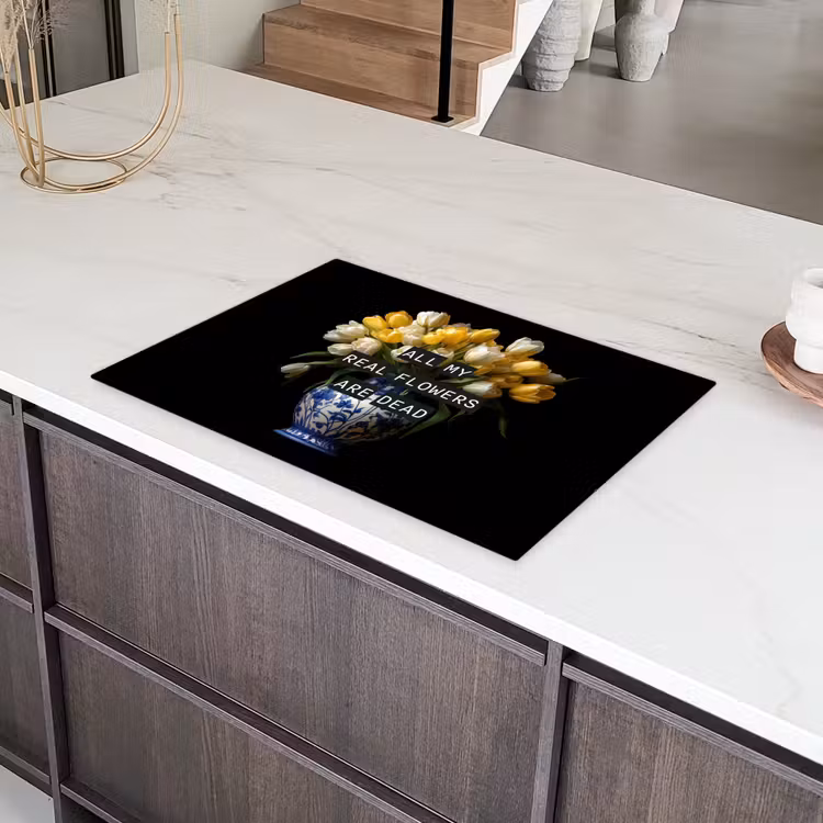 Quotes - Bloem - Tulp - Geel Inductie beschermer vinyl 3mm klein -sfeer8