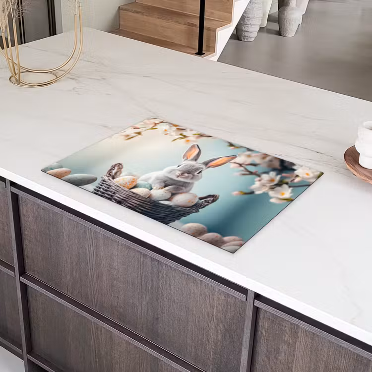 Konijn - Eieren - Mand Inductie beschermer vinyl 3mm klein -sfeer8