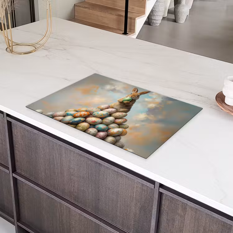 Konijn - Eieren - Kleurrijk Inductie beschermer vinyl 3mm klein -sfeer8