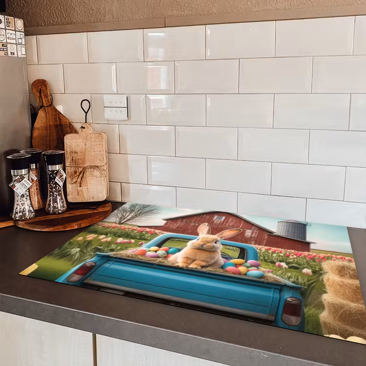Konijn - Boerderij - Eieren Inductie beschermer vinyl 3mm klein -sfeer3
