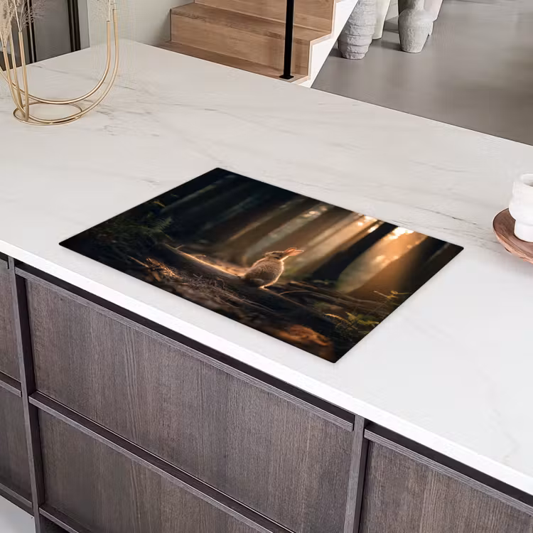 Konijn - Bos - Zonnestralen Inductie beschermer vinyl 3mm klein -sfeer8