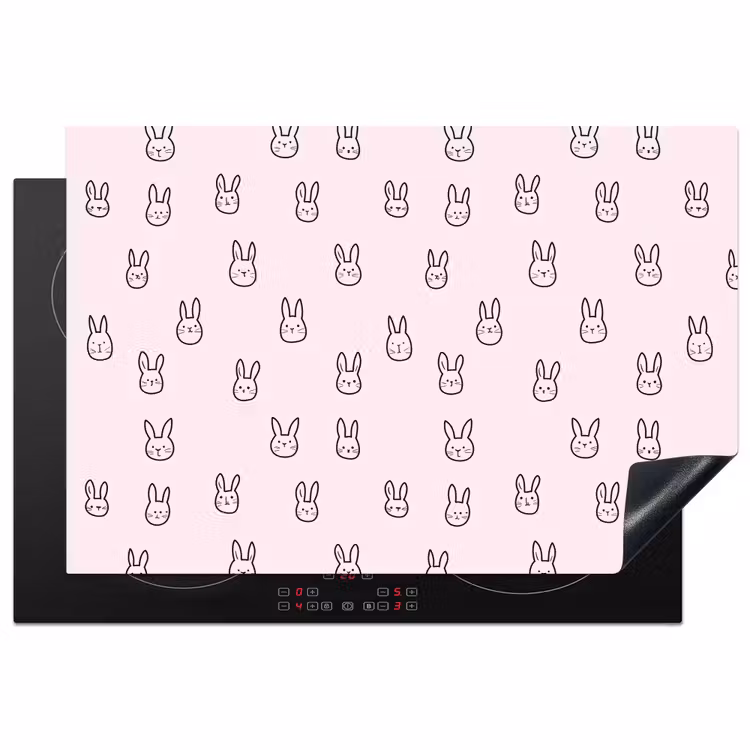 Konijnen - Minimalistisch - Roze Inductie beschermer vinyl 3mm klein 276 -3d