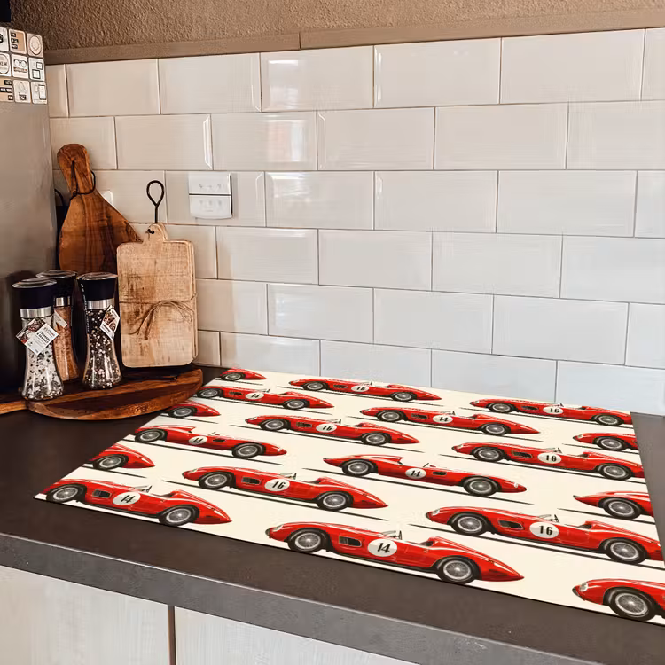 Raceauto - Retro - Rood Inductie beschermer vinyl 3mm klein 276 -sfeer3