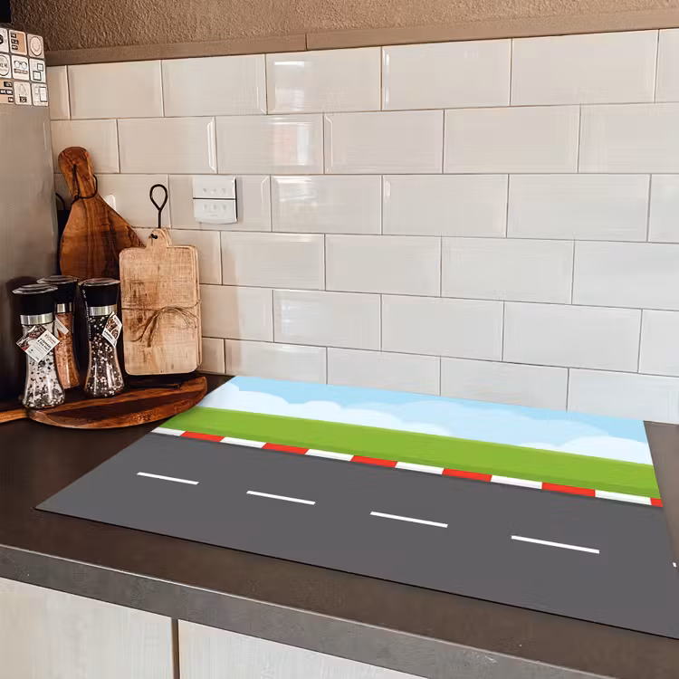 Racebaan - Illustratie - Sport - Kleurrijk Inductie beschermer vinyl 3mm klein -sfeer3