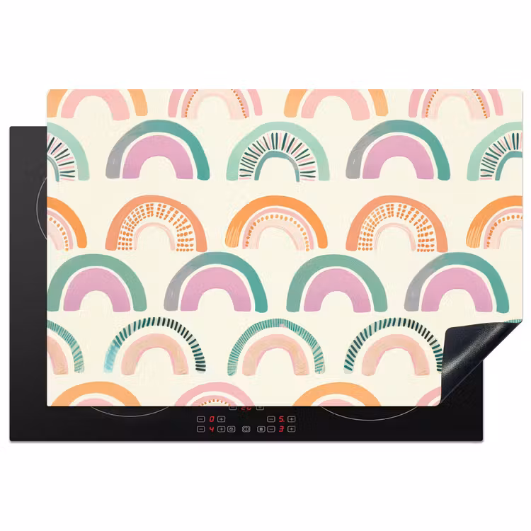 Regenboog - Pastel - Patroon Inductie beschermer vinyl 3mm klein -3d