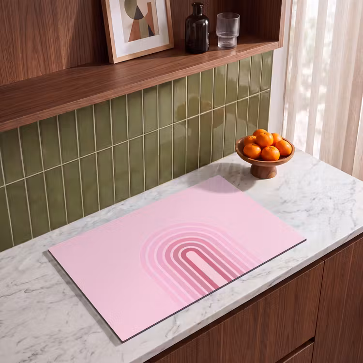 Regenboog - Roze - Abstract - Modern - Minimalistisch Inductie beschermer vinyl 3mm klein -sfeer8