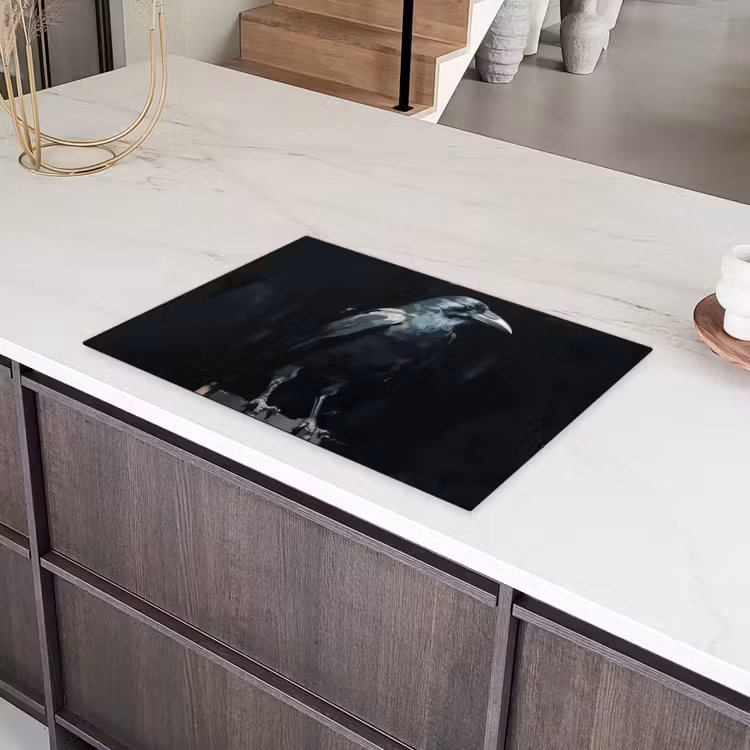 Raaf - Vogels - Zwart Inductie beschermer vinyl 3mm klein -sfeer8