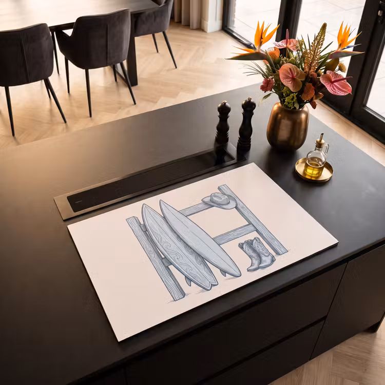 Recreatie - Kleding - Avontuur - Illustratie - Zomer Inductie beschermer vinyl 3mm klein -sfeer5