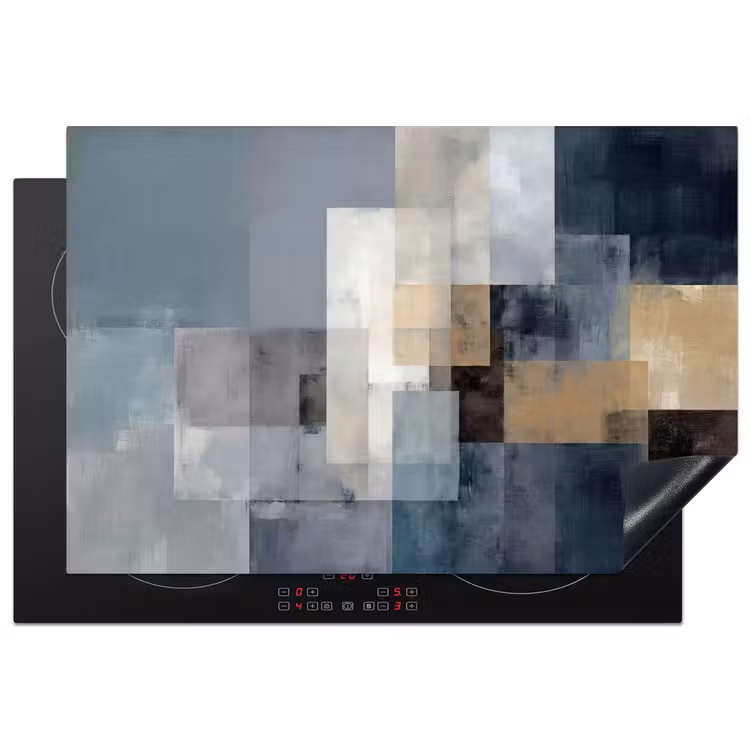 Rechthoeken - Abstract - Blauw Inductie beschermer vinyl 3mm klein -3d
