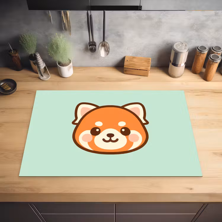 Rode panda - Groen - Cartoon Inductie beschermer vinyl 3mm klein -sfeer5