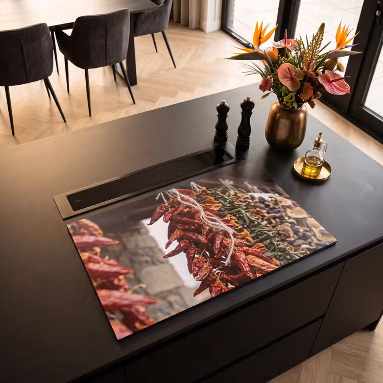 Induction Hob Cover - Red Peppers - Food - Rode pepers - Eten Inductie beschermer vinyl 3mm klein