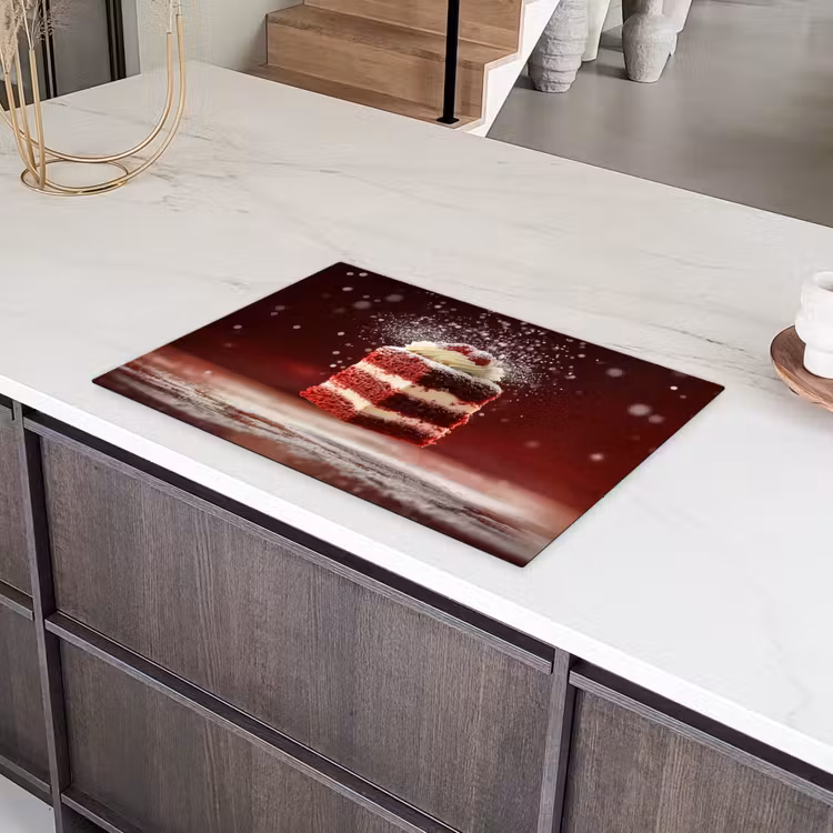 Rode - Velvet - Taart - Eten Inductie beschermer vinyl 3mm klein -sfeer8