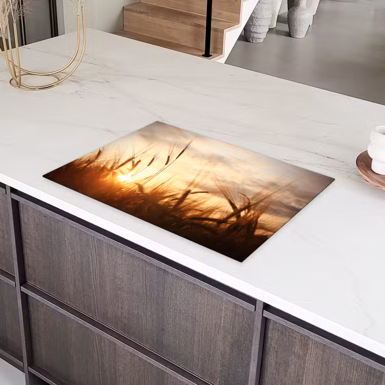 Riet - Gras - Zonsondergang - Natuur - Horizon Inductie beschermer vinyl 3mm klein -sfeer8