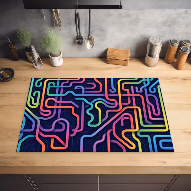 Retro - Abstract - Neon Inductie beschermer vinyl 3mm klein -sfeer5