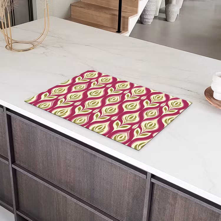 Retro - Floraal - Paars Inductie beschermer vinyl 3mm klein 276 -sfeer8