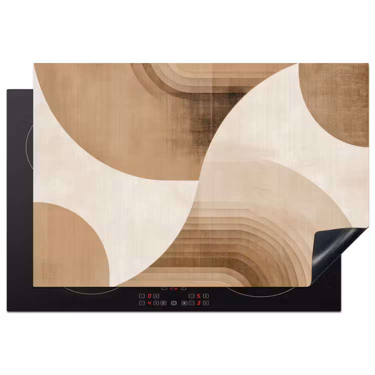 Retro - Geometrische lagen - Aardetinten Inductie beschermer vinyl 3mm klein -3d