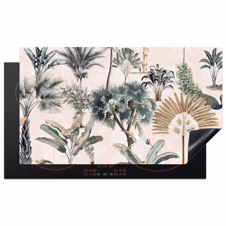 Retro - Jungle - Natuur - Dieren Inductie beschermer vinyl 3mm middel -3d
