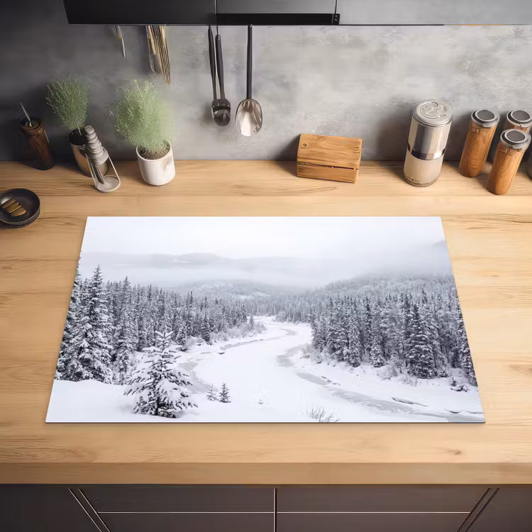 Rivier - Bevroren - Landschap - Winter Inductie beschermer vinyl 3mm klein -sfeer5