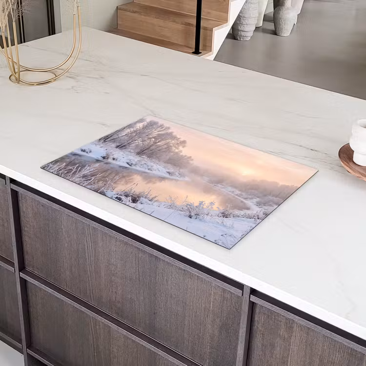 Rivier - Winter - Landschap - Sneeuw - Zonsopgang Inductie beschermer vinyl 3mm klein -sfeer8