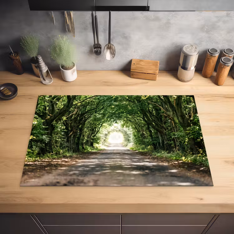 Weg - Bomen - Natuur - Groen Inductie beschermer vinyl 3mm klein -sfeer5