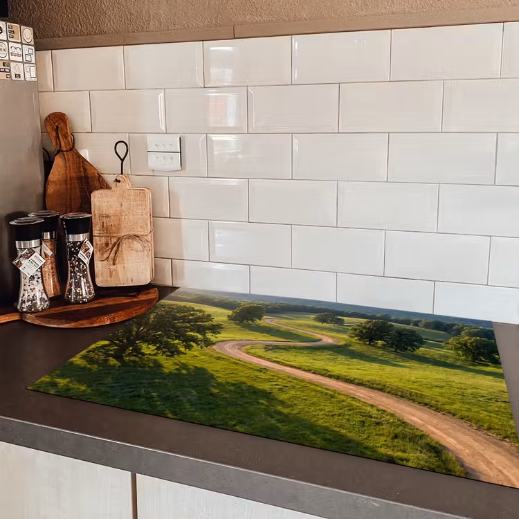 Weg - Weide - Natuur - Groen Inductie beschermer vinyl 3mm klein -sfeer3