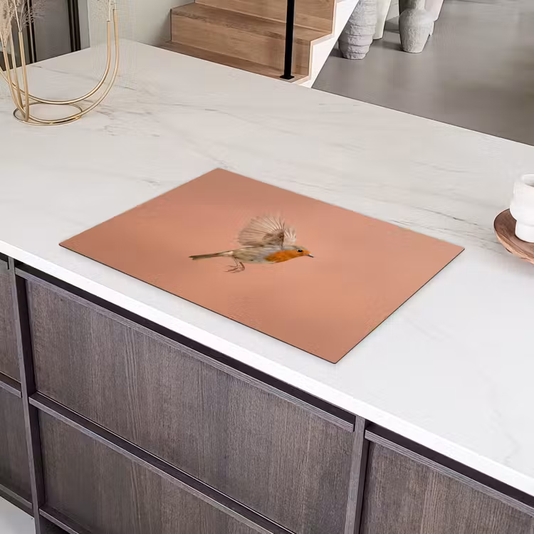 Roodborst - Natuur - Roze Inductie beschermer vinyl 3mm klein -sfeer8