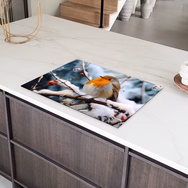 Roodborstje - Winter - Sneeuw - Vogel - Natuur Inductie beschermer vinyl 3mm klein -sfeer8