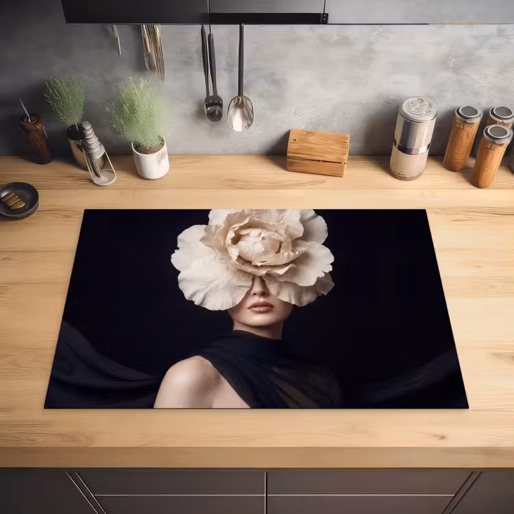 Roos - Tijdloos - Zwart Inductie beschermer vinyl 3mm klein -sfeer5