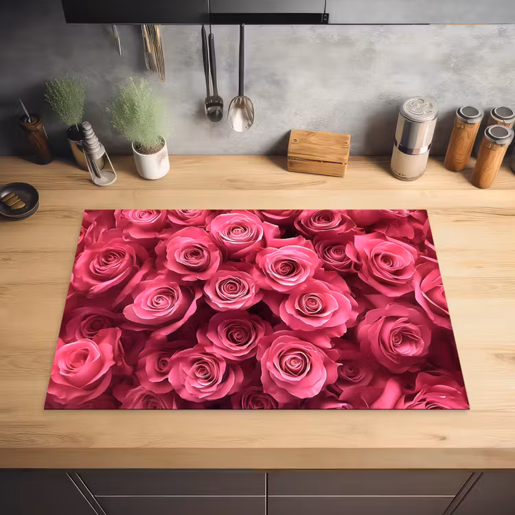 Rozen - Pink - Bloem Inductie beschermer vinyl 3mm klein -sfeer5