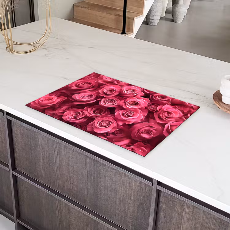 Rozen - Pink - Bloem Inductie beschermer vinyl 3mm klein -sfeer8