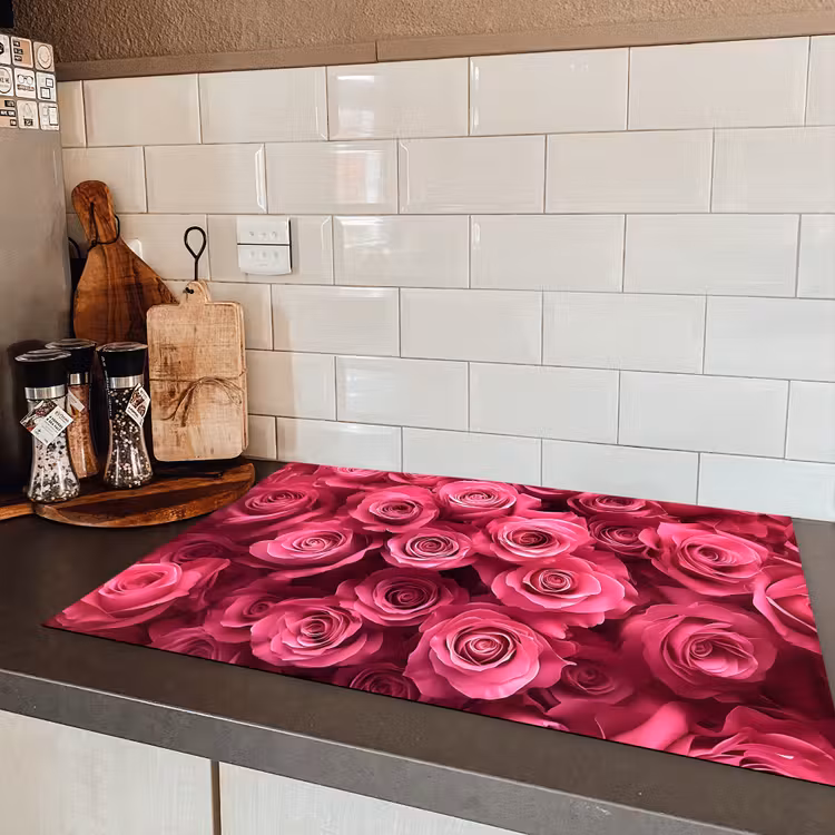 Rozen - Pink - Bloem Inductie beschermer vinyl 3mm klein -sfeer3