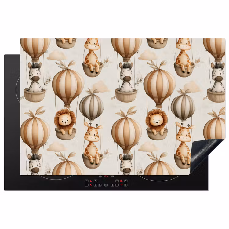 Safari - Luchtballonen - Taupe Inductie beschermer vinyl 3mm klein 276 -3d
