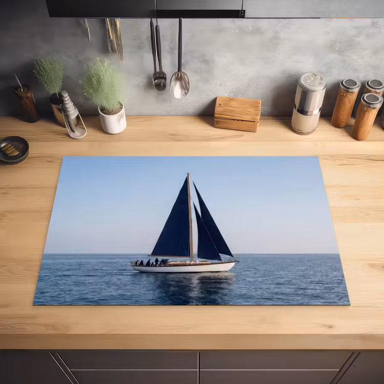 Zeilboot - Zee - Blauw Inductie beschermer vinyl 3mm klein -sfeer5