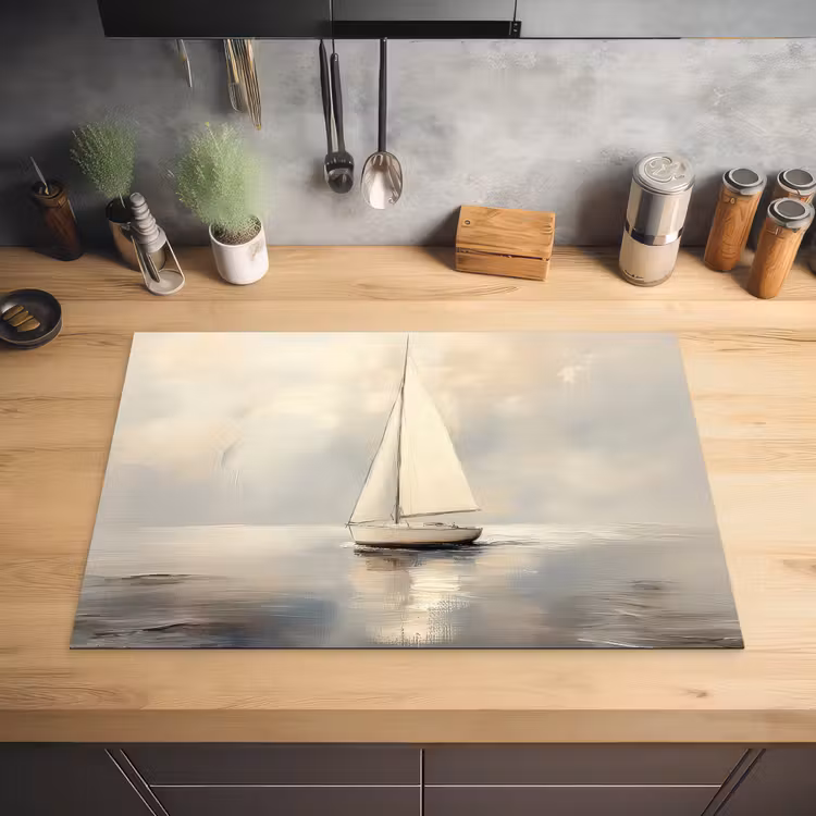 Zeilschip - Zee - Bewolkt Inductie beschermer vinyl 3mm klein -sfeer5