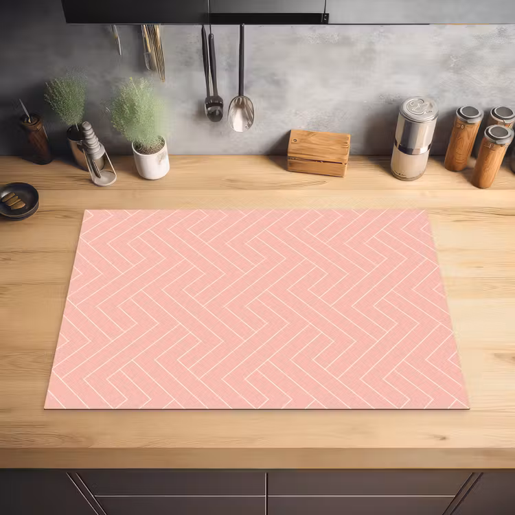 Zalmroze - Strepen - Patroon Inductie beschermer vinyl 3mm klein 276 -sfeer5