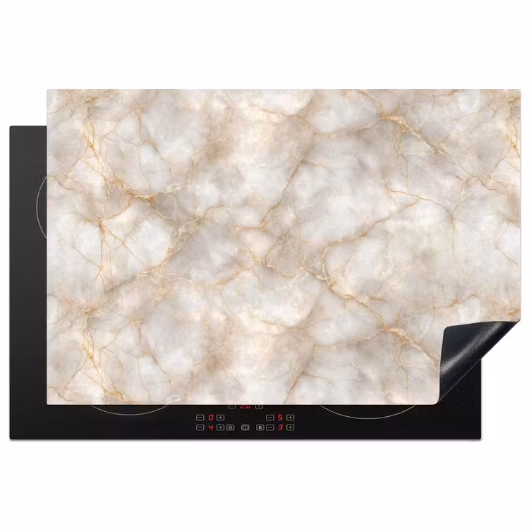 Zandkleurig - Marmer - Natuursteen Inductie beschermer vinyl 3mm klein 276 -3d