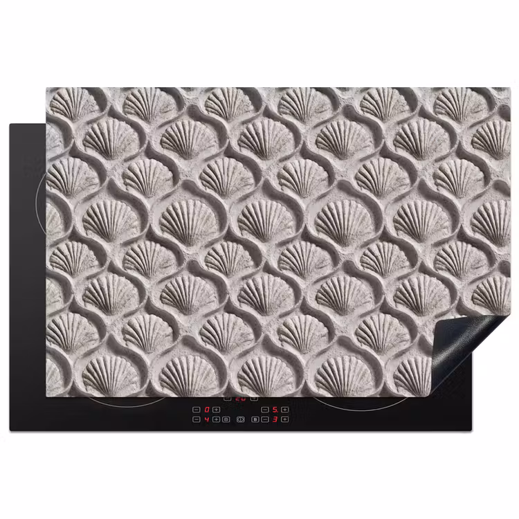 Zand - Schelpenvorm - Grijs Inductie beschermer vinyl 3mm klein 276 -3d