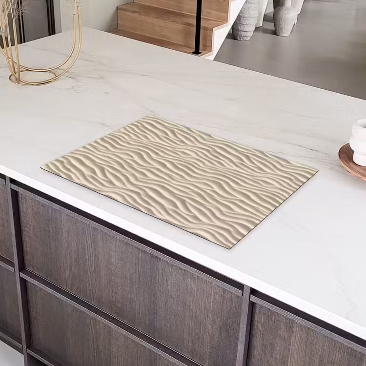 Zand - Golven - Beige Inductie beschermer vinyl 3mm klein 276 -sfeer8