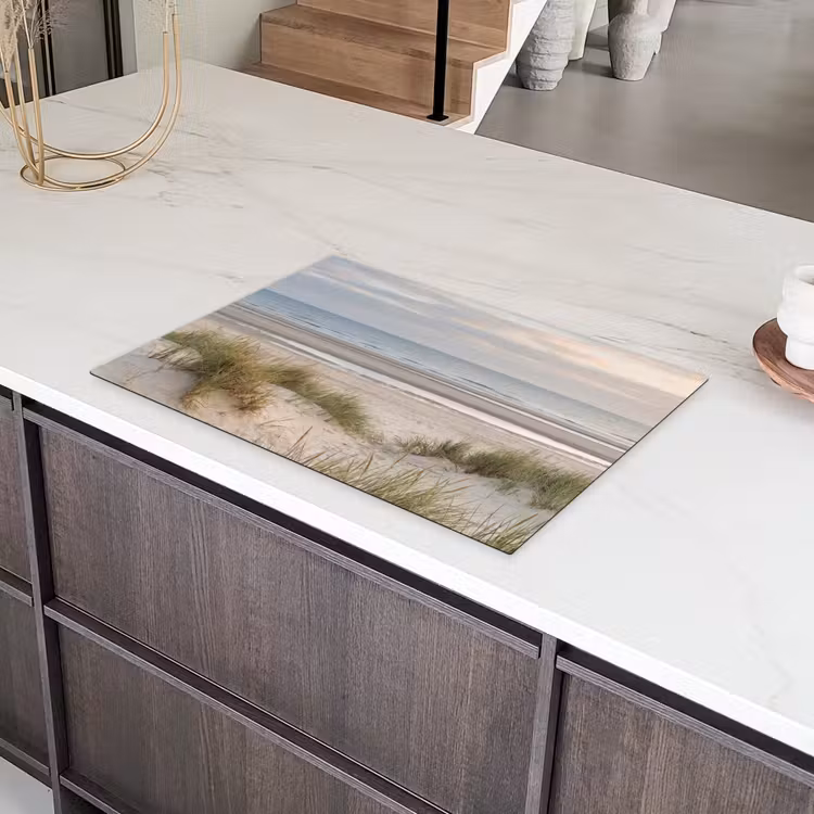 Zandstrand - Bewolkt - Duinen Inductie beschermer vinyl 3mm klein -sfeer8