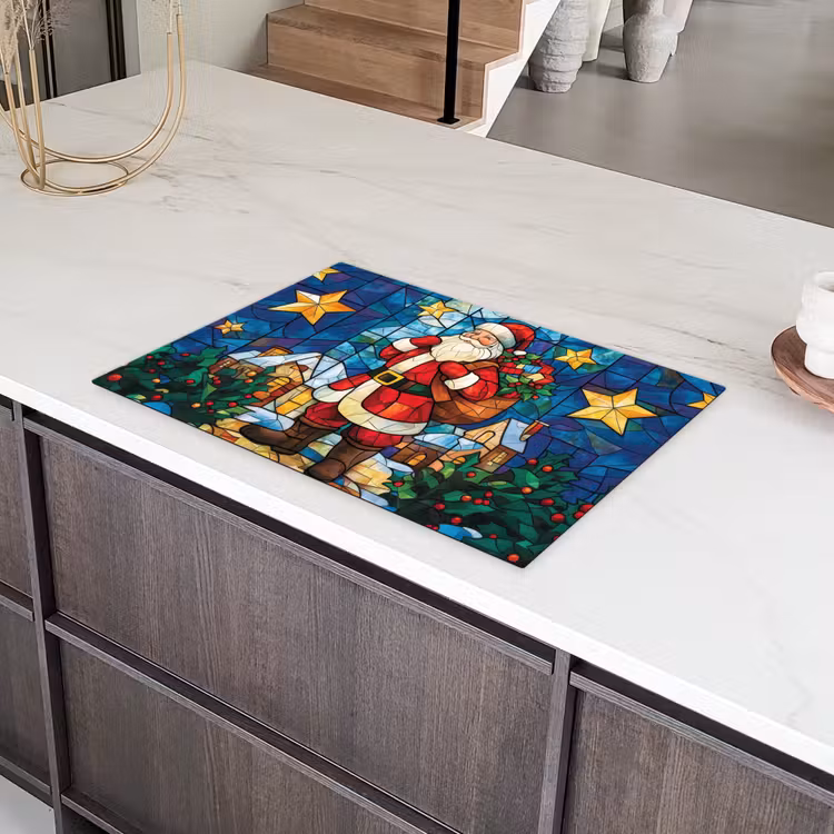 Kerstman - Glas - Kleurrijk Inductie beschermer vinyl 3mm klein -sfeer8