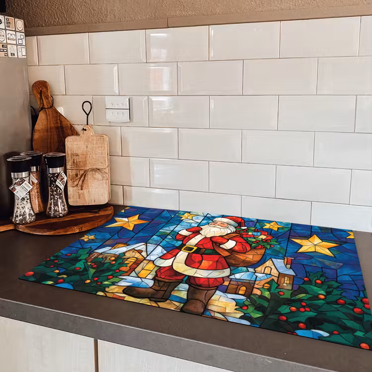 Kerstman - Glas - Kleurrijk Inductie beschermer vinyl 3mm klein -sfeer3