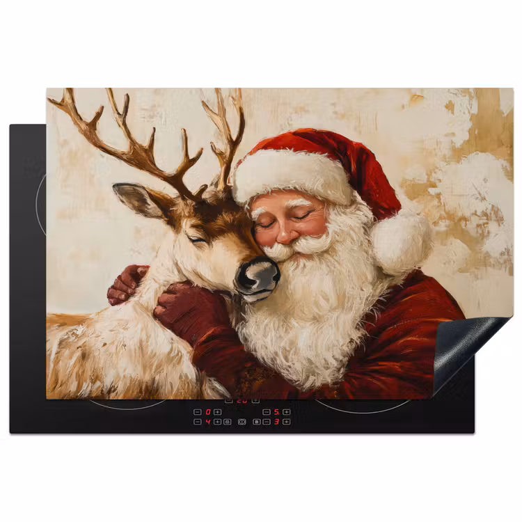 Kerstman - Rendier - Kerst - Christmas Inductie beschermer vinyl 3mm klein -3d