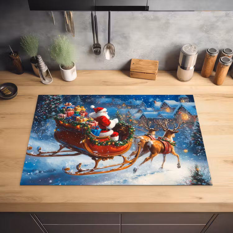 Kerstman - Rendier - Kerst - Sneeuw Inductie beschermer vinyl 3mm klein -sfeer5