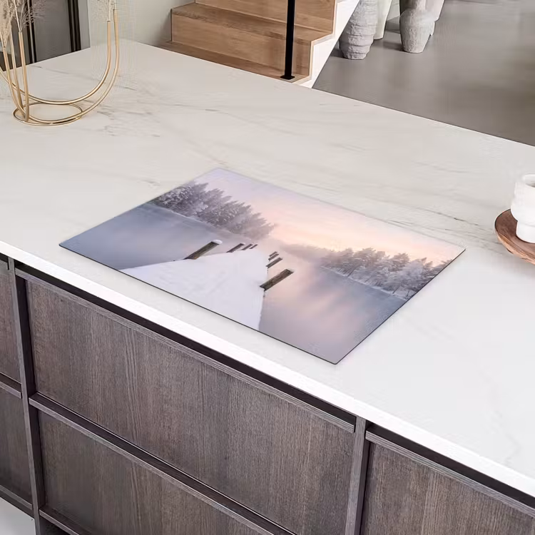 Steiger - Meer - Mist - Winter - Serene Inductie beschermer vinyl 3mm klein -sfeer8