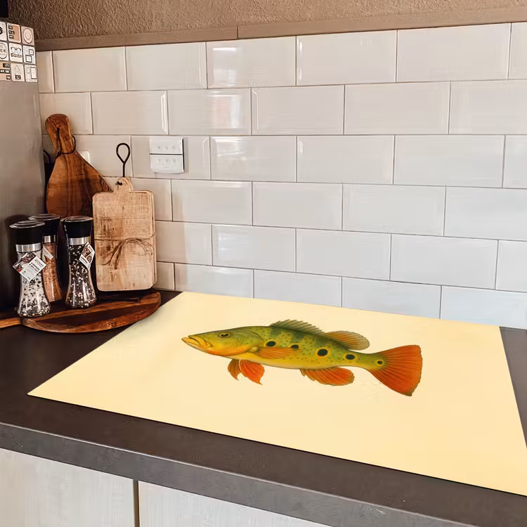 Schubben - Vis - Groen - Illustratie Inductie beschermer vinyl 3mm klein -sfeer3