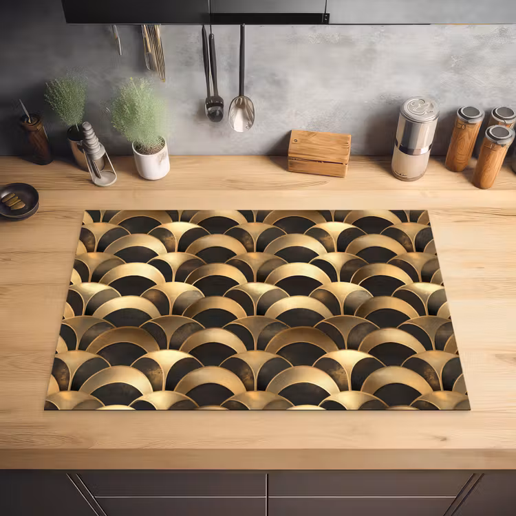 Schubben - Structuur - Goud Inductie beschermer vinyl 3mm klein 276 -sfeer5